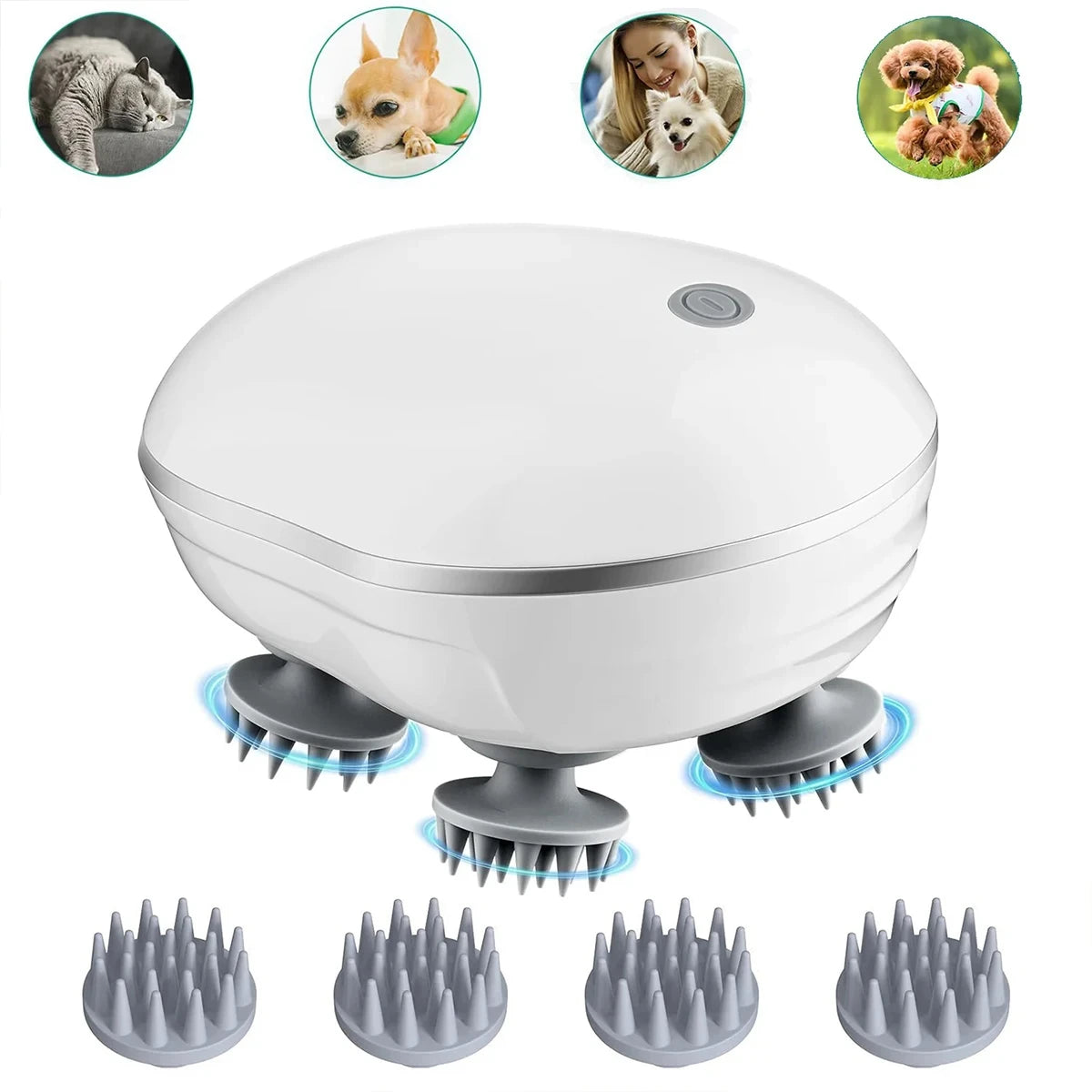 Head Massager with Adjustable Speed for Scalp Massage Red Light for Hair Care Soft Silicone for Deep Kneading of the Head
